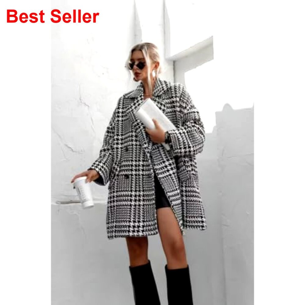 Polyester Wool Blend Pea Coat Double Breasted Not… - image 3